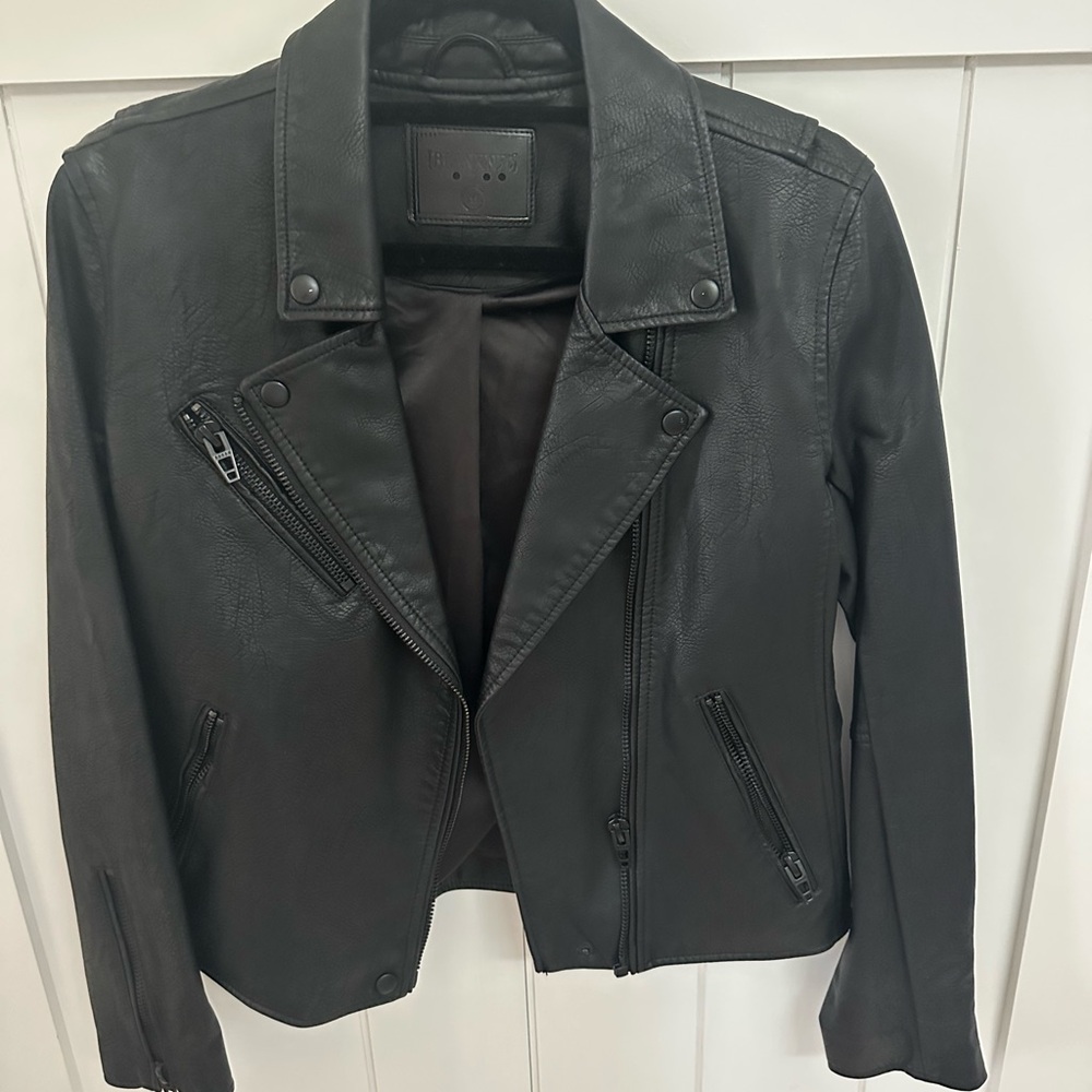 Black faux, leather jacket
